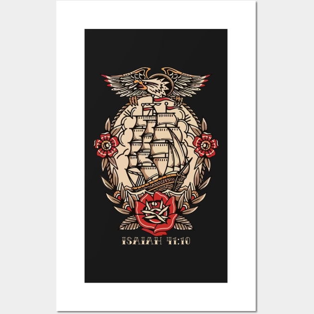 Ship Eagle American Traditional Tattoo Flash Wall Art by thecamphillips